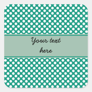 Monogram Emerald Green en White Polka Dot Pattern Vierkante Sticker