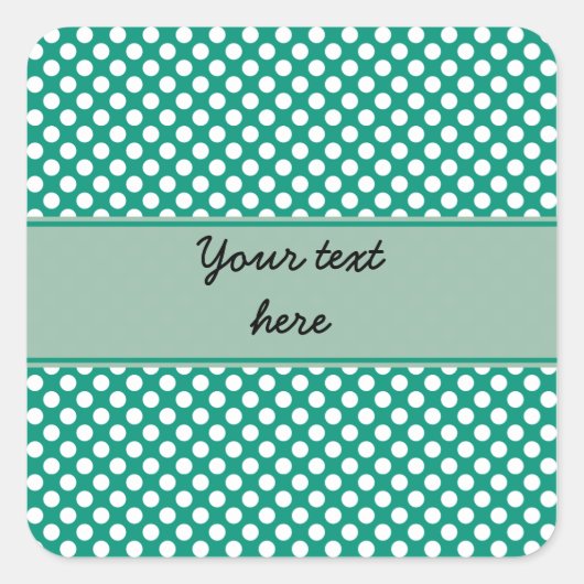 Monogram Emerald Green en White Polka Dot Pattern Vierkante Sticker (Voorkant)