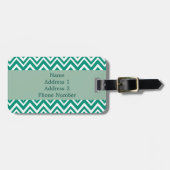 Monogram Emerald Green en White Zigzag Pattern Bagagelabel (Voorkant horizontaal)