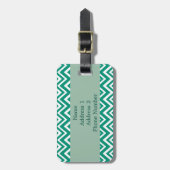 Monogram Emerald Green en White Zigzag Pattern Bagagelabel (Voorkant verticaal)