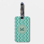 Monogram Emerald Green en White Zigzag Pattern Bagagelabel (Achterkant verticaal)