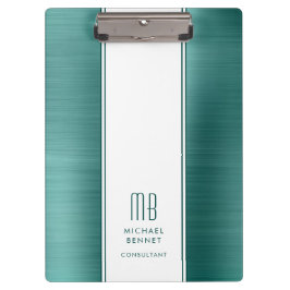 Monogram Emerald Green geborsteld metallisch bedri Klembord