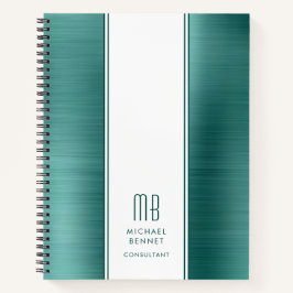 Monogram Emerald Green geborsteld metallisch bedri Notitieboek