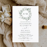 Monogram Emerald Green Greenery Wedding Invitation Kaart<br><div class="desc">Chic en Modern Monogram Emerald en Sage Green Wreath met Waterverf Wedding Autumn,  Winter,  Spring of Summer Wedding Invitations - omvat prachtige en elegante scripttypografie voor de speciale huwelijksfeestdag.</div>