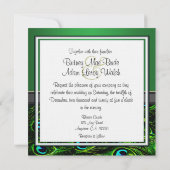 Monogram Emerald Green Peacock Wedding Invitations Kaart (Achterkant)
