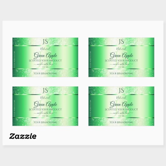 Monogram Emerald Green Soft Glitter Product Labels (Vel)