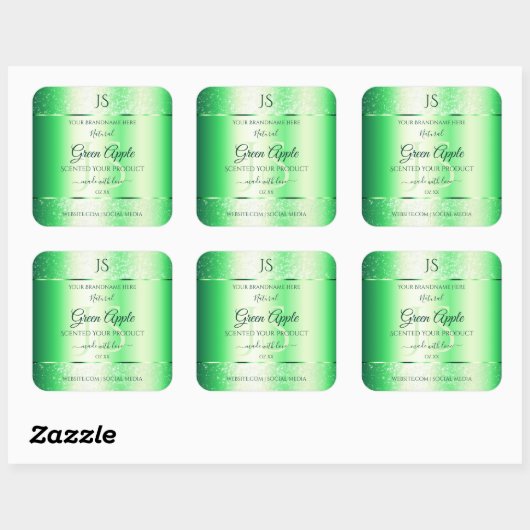 Monogram Emerald Green Soft Glitter Product Labels (Vel)