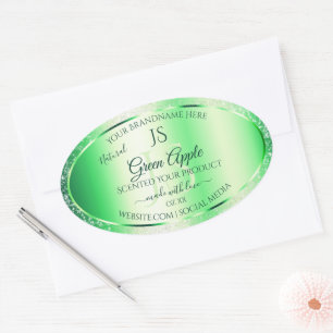 Monogram Emerald Green Soft Glitter Product Labels