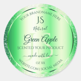 Monogram Emerald Green Soft Glitter Product Labels