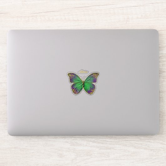 Monogram Emerald Paars Gold Butterfly Sticker (Computer)