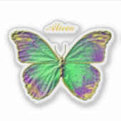 Monogram Emerald Paars Gold Butterfly Sticker (Voorkant)