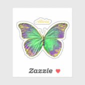Monogram Emerald Paars Gold Butterfly Sticker (Vel)