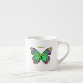 Monogram Emerald Paarse Butterfly Espresso Mok