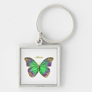 Monogram Emerald Paarse Gold Butterfly Sleutelhang Sleutelhanger