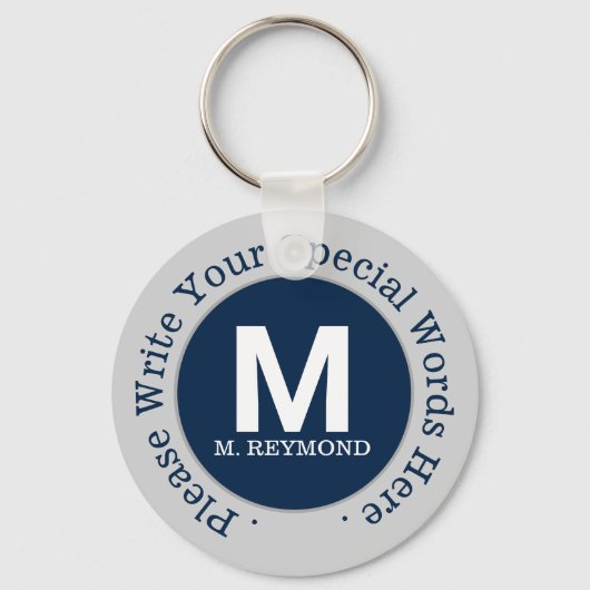 monogram en aangepaste tekst op nice - blauwe prom sleutelhanger (Voorkant)
