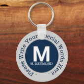 monogram en aangepaste tekst op nice - blauwe prom sleutelhanger (Voorkant)