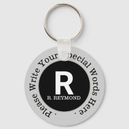 monogram en aangepaste tekst op nice promo zwart sleutelhanger