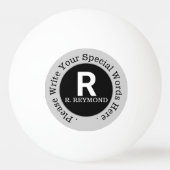 monogram en aangepaste tekst op wit pingpongbal (Voorkant)