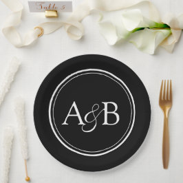 Monogram en Ampersand Koppel Zwart en Wit Papieren Bordje