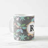 monogram en bladeren koffiemok (Voorkant links)