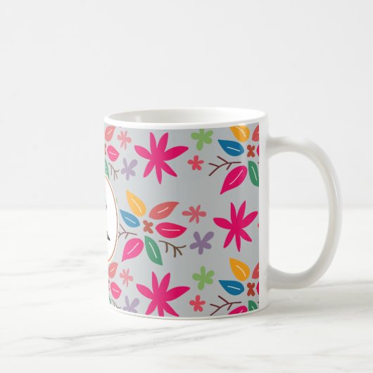 monogram en bladeren koffiemok (Rechts)