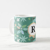 monogram en bladeren koffiemok (Voorkant links)