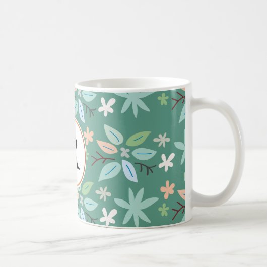 monogram en bladeren koffiemok (Rechts)