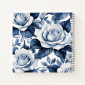 Monogram en Blauw Rozen Vierkant Notitieboek (Achterkant)