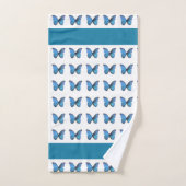 Monogram en Blauwe Vlinderpatroon op Wit Bad Handdoek (Handdoek)