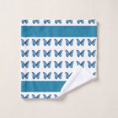 Monogram en Blauwe Vlinderpatroon op Wit Bad Handdoek (Wasdoekje)