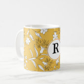 monogram en bloemen koffiemok (Voorkant links)