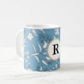 monogram en bloemen koffiemok (Voorkant links)