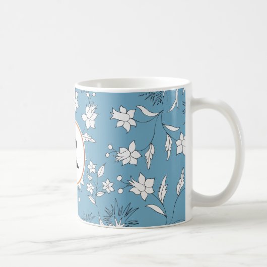 monogram en bloemen koffiemok (Rechts)