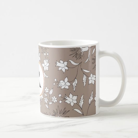 monogram en bloemen koffiemok (Rechts)