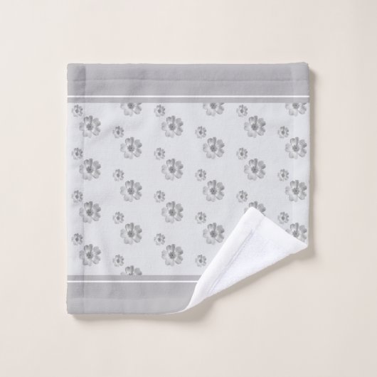 Monogram en bloemen op Silver Grey Bad Handdoek (Wasdoekje)