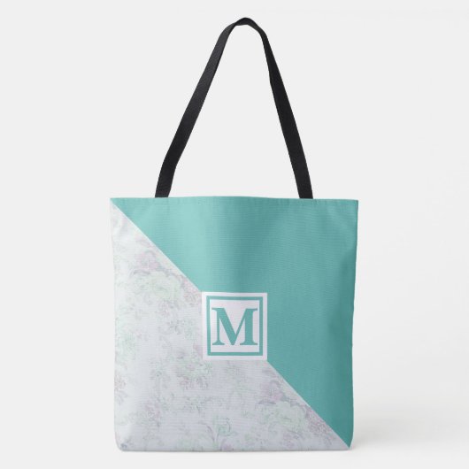 Monogram en bloemen tote bag (Voorkant)