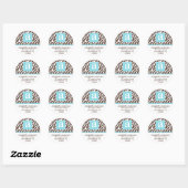 Monogram en Bruin Zebra Print Adresetiketten Ronde Sticker (Vel)