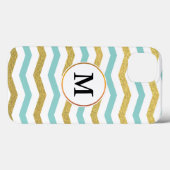 monogram en chevron gepatterd Case-Mate iPhone case (Achterkant (horizontaal))