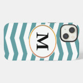 monogram en chevron gepatterd iPhone hoesje (Achterkant horizontaal)