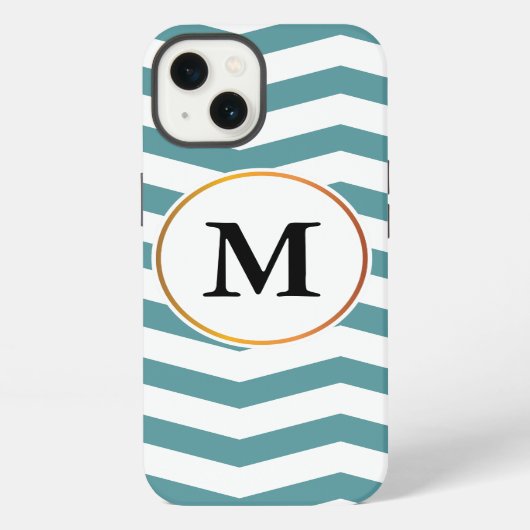 monogram en chevron gepatterd iPhone hoesje (Achterkant)