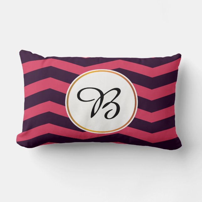 monogram en chevron gepatterd kussen (Voorkant)