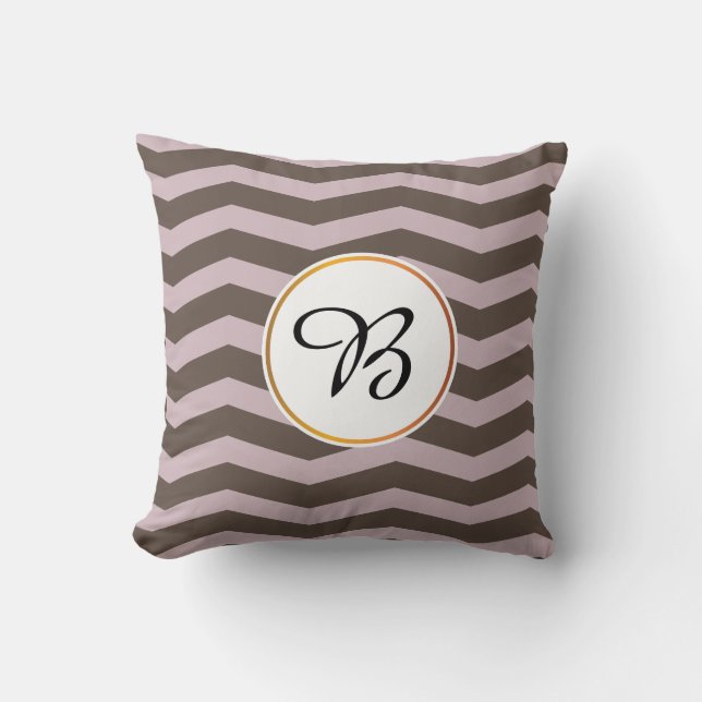 monogram en chevron gepatterd kussen (Voorkant)