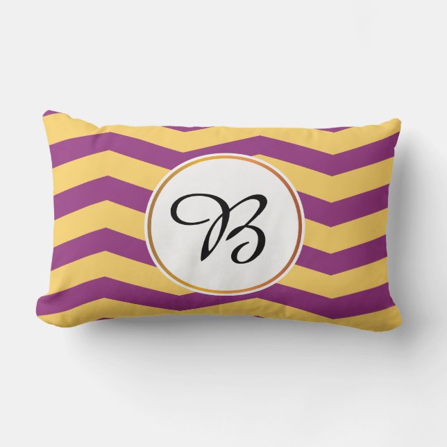 monogram en chevron gepatterd kussen (Voorkant)
