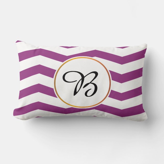 monogram en chevron gepatterd kussen (Voorkant)