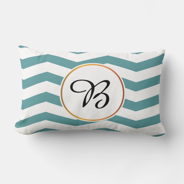 monogram en chevron gepatterd kussen (Voorkant)