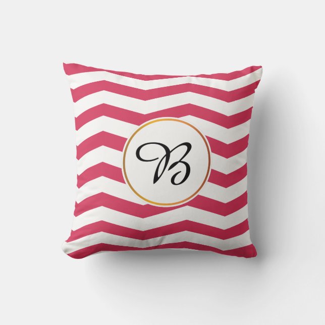 monogram en chevron gepatterd kussen (Voorkant)