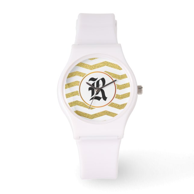 monogram en chevron horloge (Voorkant)