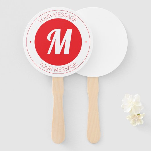 monogram en circulaire tekst Sjabloon Handwaaier (Voorkant en achterkant)