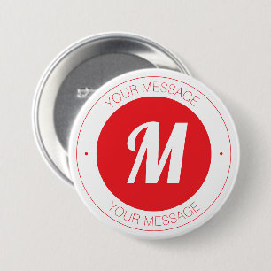  monogram en circulaire tekst Sjabloon Ronde Button 7,6 Cm