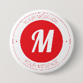  monogram en circulaire tekst Sjabloon Ronde Button 7,6 Cm (Voorkant)